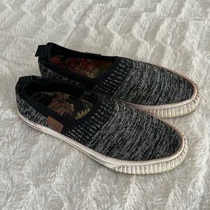 Shimmery black and sliver slip on shoes